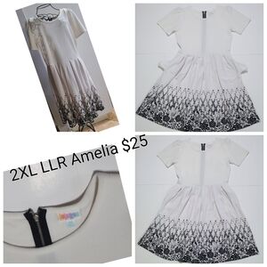 LuLaRoe Women Dress - Cream and Black